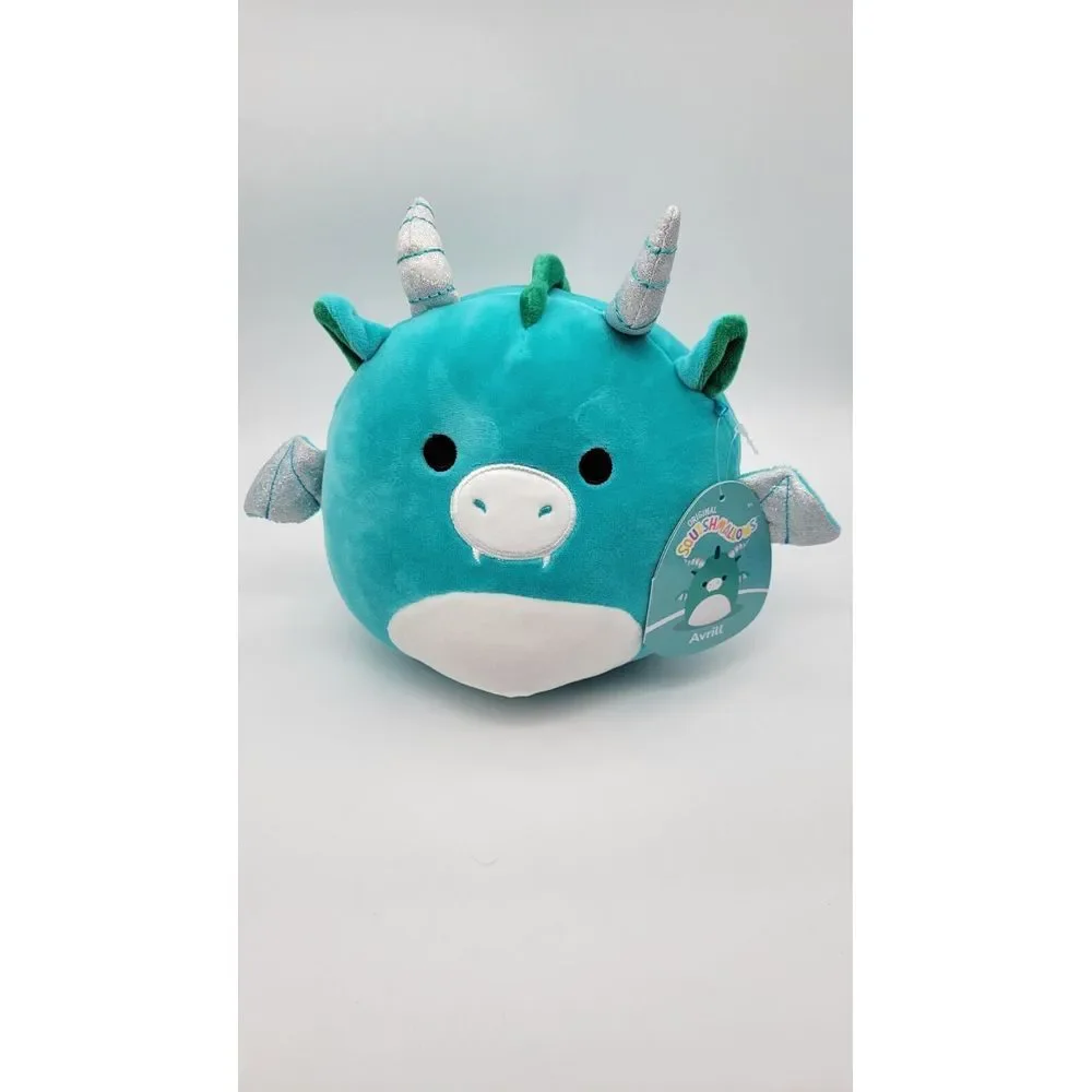 Squishmallow Avrill The Blue Teal Dragon Fantasy Squad 8 in Plush Toy bundle